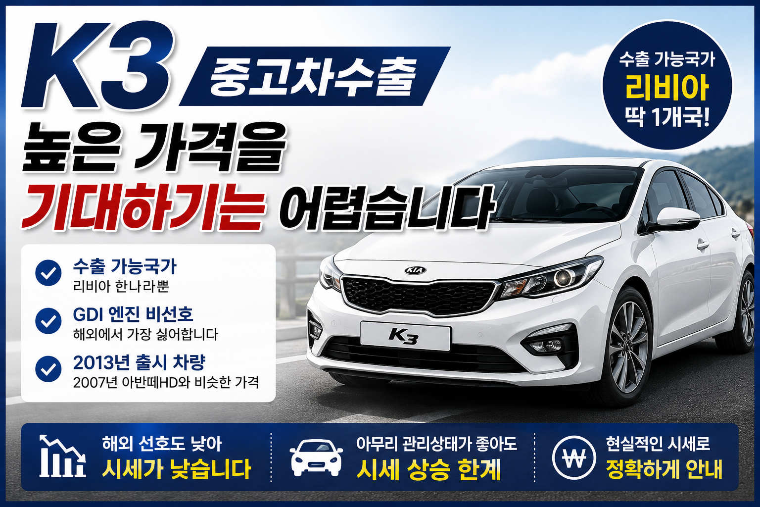 K3중고차수출시세가낮은이유